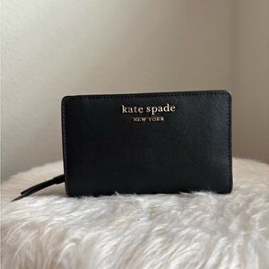 Kate Spade Medium Bifold Wallet in Black Saffiano Leather